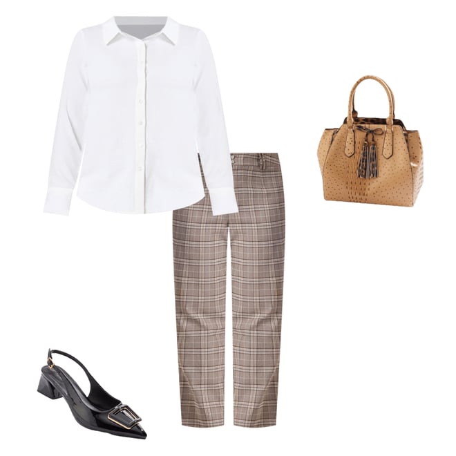 Cato Fashions | Cato Plus Size Neutral Plaid Bengaline Pants