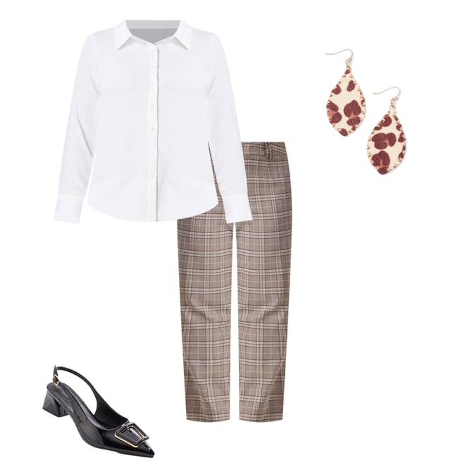 Cato Fashions | Cato Plus Size Neutral Plaid Bengaline Pants