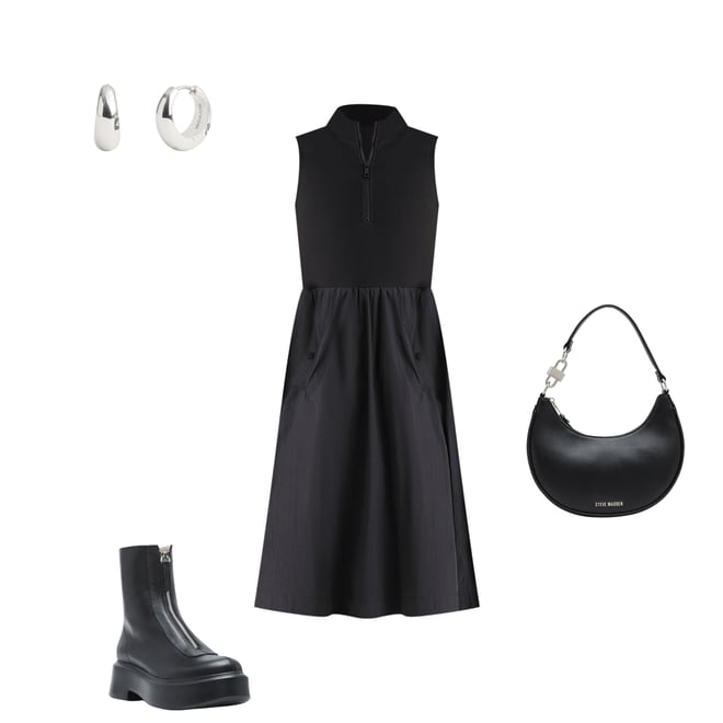 Steve Madden Berlin Mock Neck Half Zip Sleeveless Midi Dress