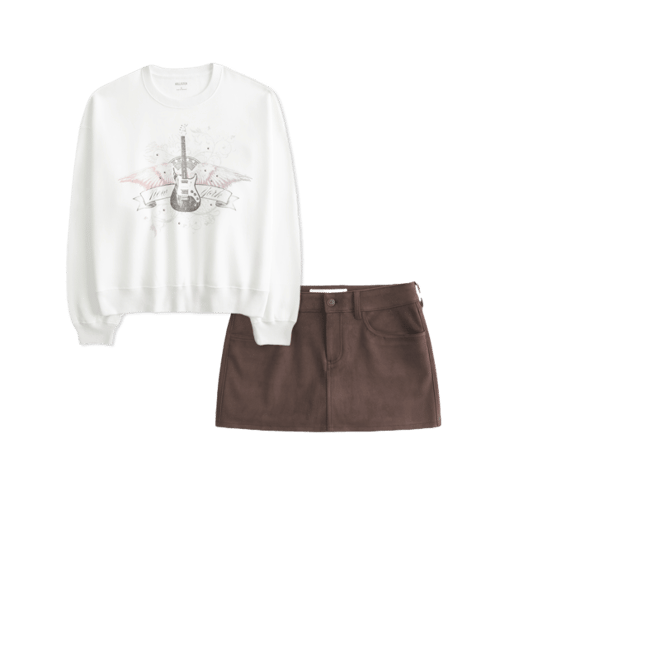 Easy New York Guitar Studded Graphic Crew Sweatshirt