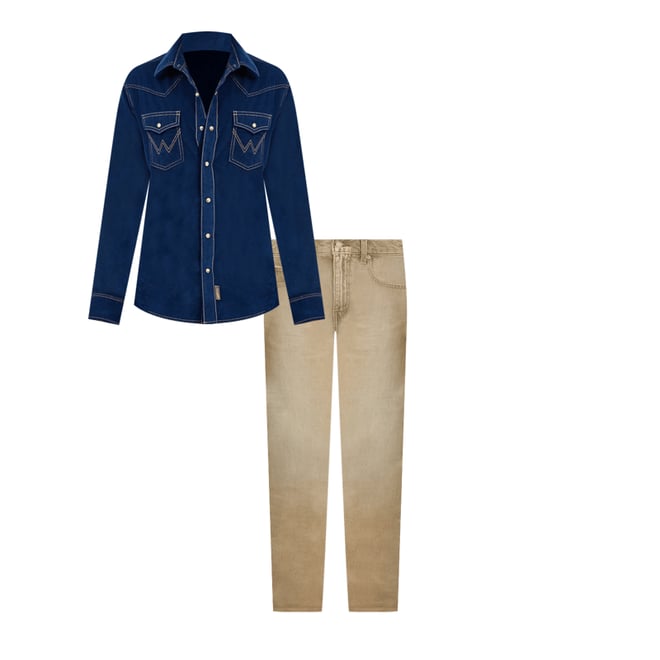 Men's Wrangler Retro Premium Western Snap Solid Shirt in Rich Navy