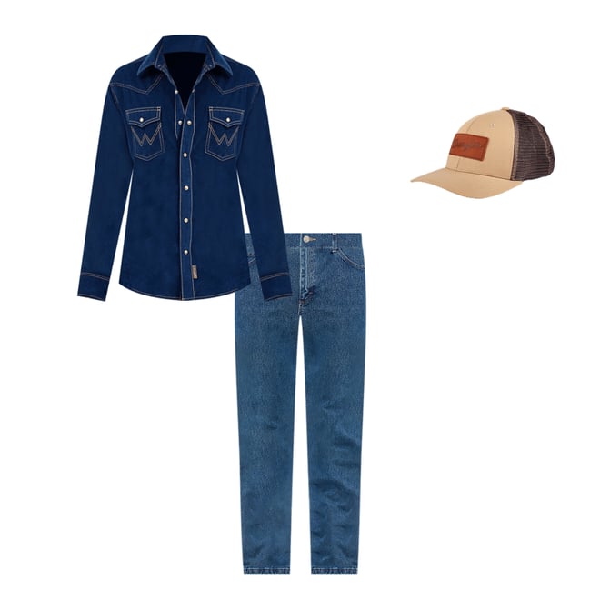 Men's Wrangler Retro Premium Western Snap Solid Shirt in Rich Navy