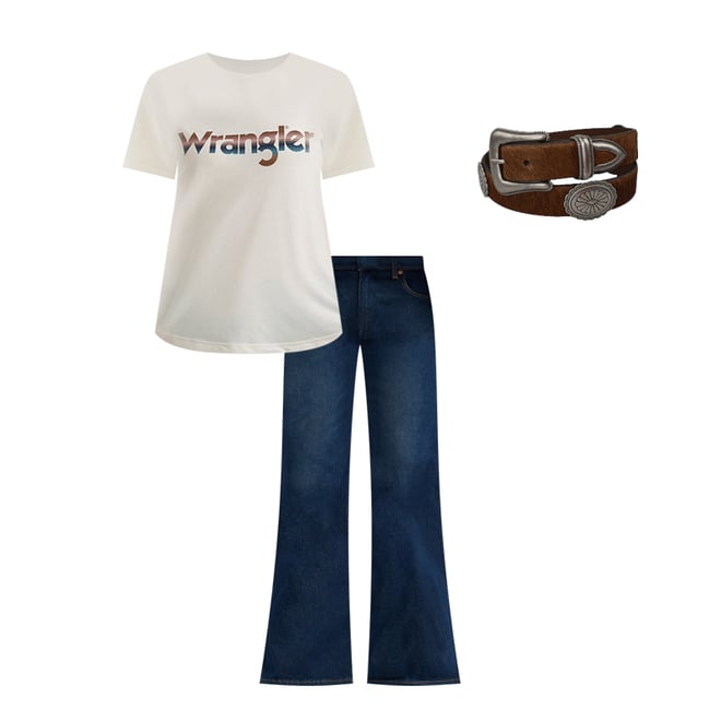 Women's Wrangler Kabel Logo Reg Fit Tee in Egret Heather