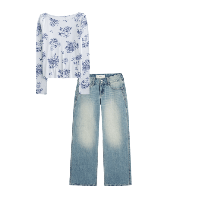 Long-Sleeve Slash-Neck Top