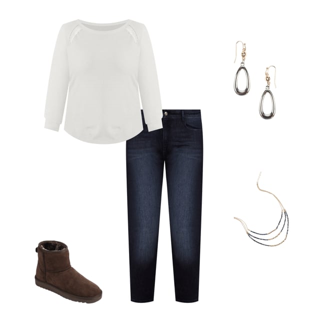 Plus Size Crochet Trim Waffle Knit Long Sleeve Tee