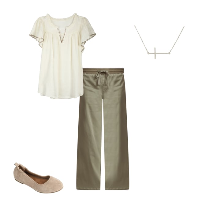 Whipstitch Flutter Sleeve Blouse