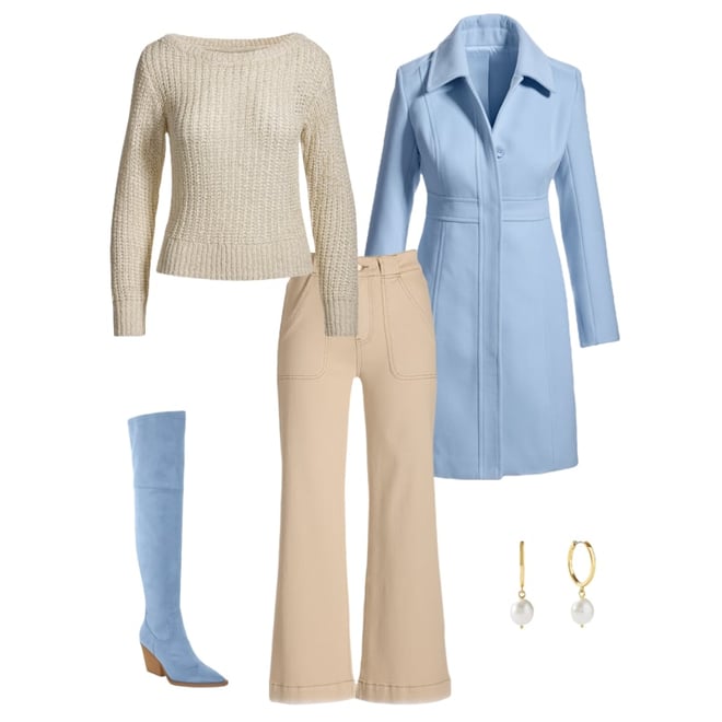 Luxe Collared Waist Shape Topcoat Blue Daze
