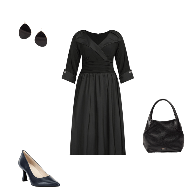 Jessica Howard Plus Size Jersey Taffeta 3/4 Sleeve Portrait Collar