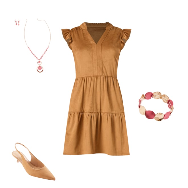 Cato Fashions | Cato Pink Beaded Ring Necklace Set
