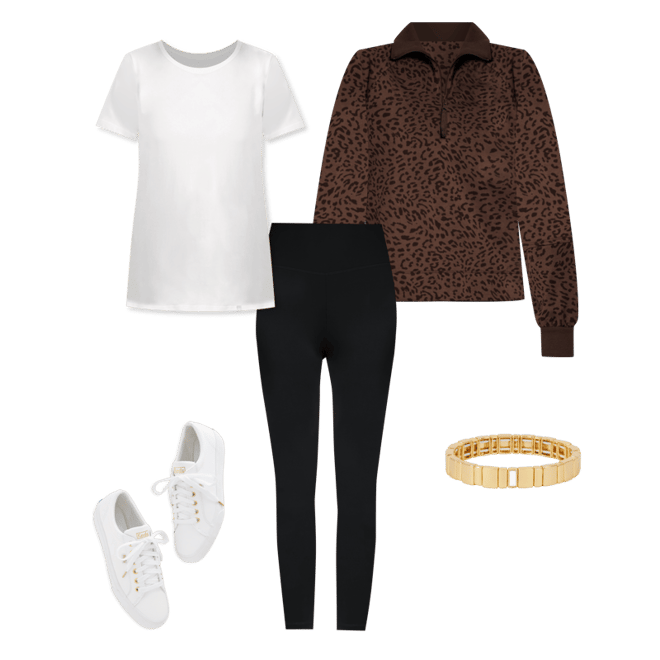 Cozy French Terry Half-Zip Pullover - Tonal Cheetah | Talbots