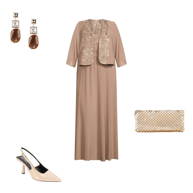 Le Bos Plus Size Embroidered 3/4 Sleeve Square Neck 2-Piece Jacket