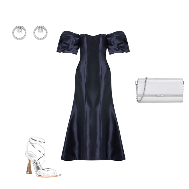 Mac Duggal Off-The-Shoulder Puff Short Sleeve Mermaid Gown