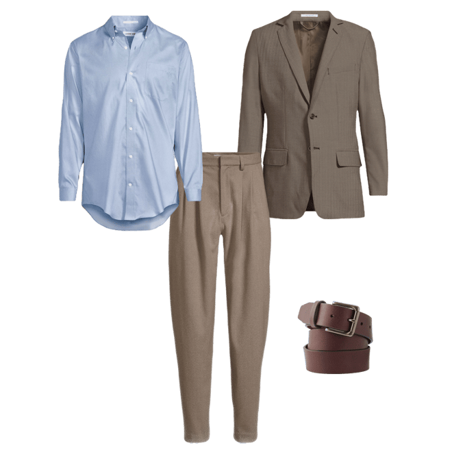 muscle fit dress shirt h&m Antonios Hollywood Waist Straight-Leg Long Pants for Men - Brown - Size 29W / XS / 44 EUR
