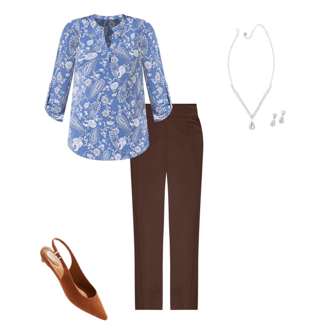 Cato Fashions | Cato Blue Paisley Popover Top