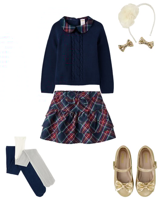 1st bundle featuring 4 items which compliment Girls Bow Cable Knit Sweater