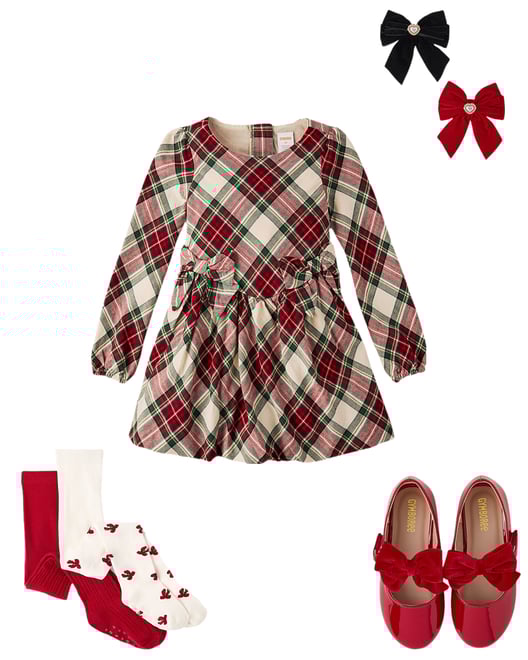 2nd bundle featuring 3 items which compliment Girls Plaid Bow Flannel Bubble Dress