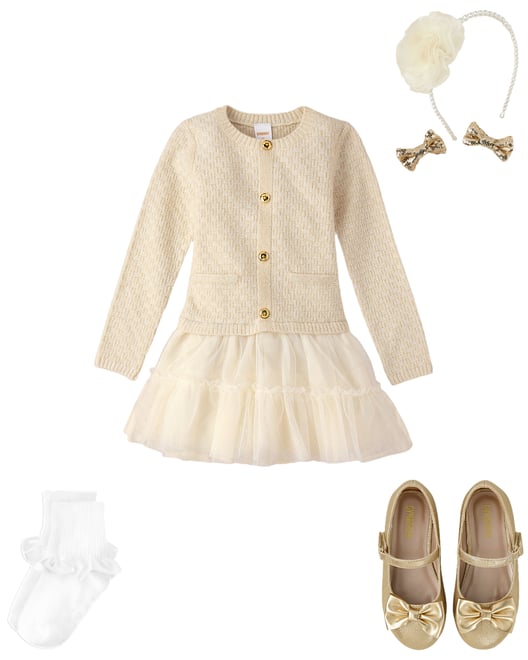 Girls Ribbed Peter Pan Top - Little Essentials - Cream