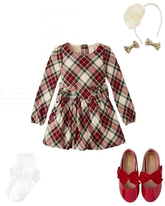 3rd bundle featuring 3 items which compliment Girls Plaid Bow Flannel Bubble Dress