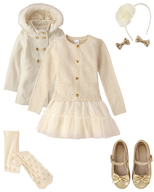 Girls Ribbed Peter Pan Top - Little Essentials - Cream