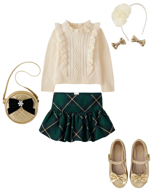 3rd bundle featuring 4 items which compliment Girls Cable Knit Flutter Sweater