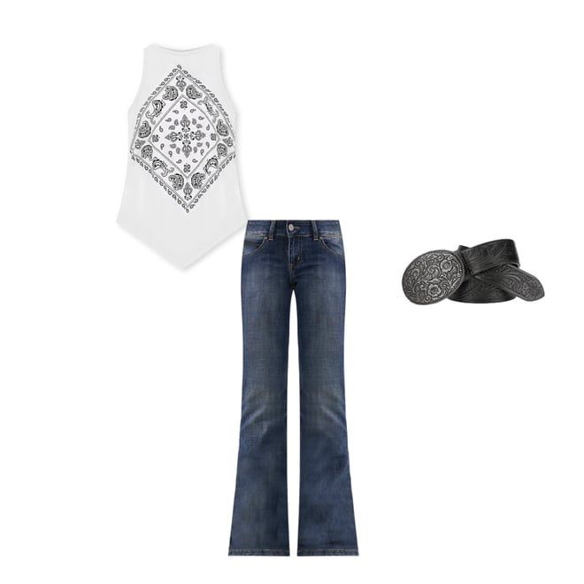 Women's Wrangler Bandana Diamond Front Tank in White