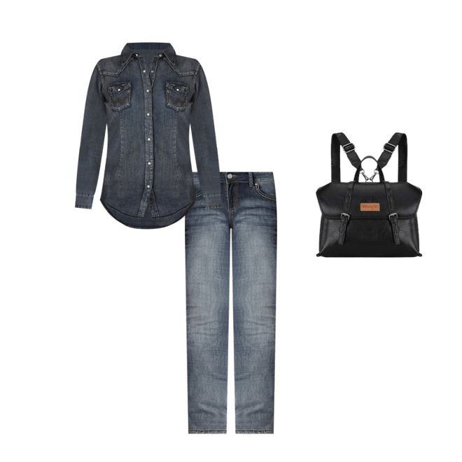 Women's Long Sleeve Western Snap Denim Top | Wround-Up Event