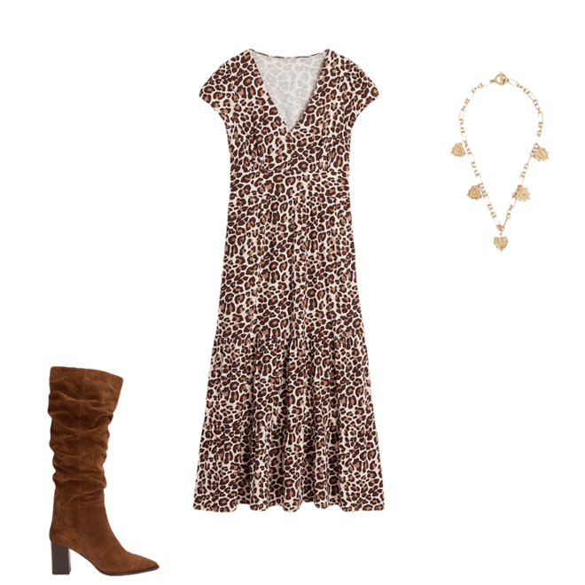 Eloise Tiered Jersey Dress-Cheetah Pop | Boden UK