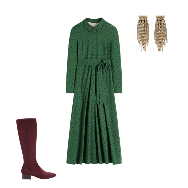 boden green polka dot dress Boden Women's Empire Waistline Shirt Dress in Green main image 0