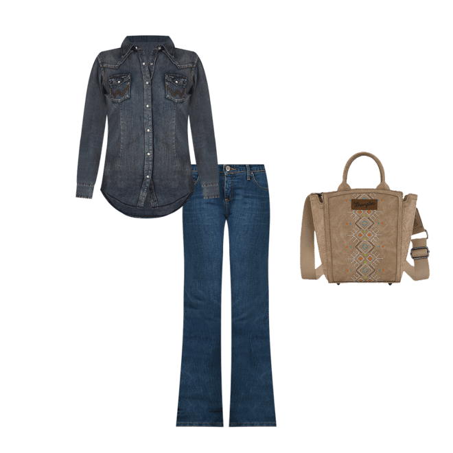 Women's Long Sleeve Western Snap Denim Top
