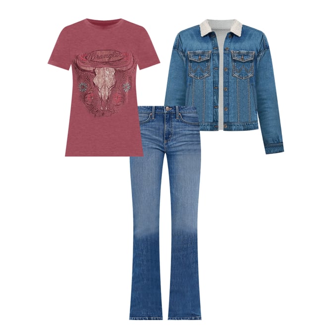 Women's Wrangler Retro® Sherpa Lined Western Denim Jacket in Denim