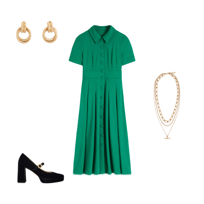 Bridget Ponte Shirt Dress-Jewel Green | Boden USA