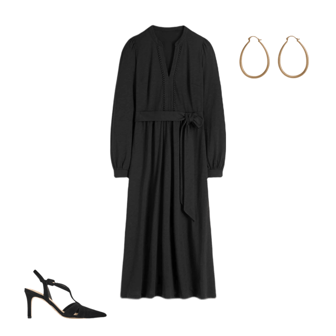 Naomi Long Sleeve Jersey Dress-Black | Boden USA