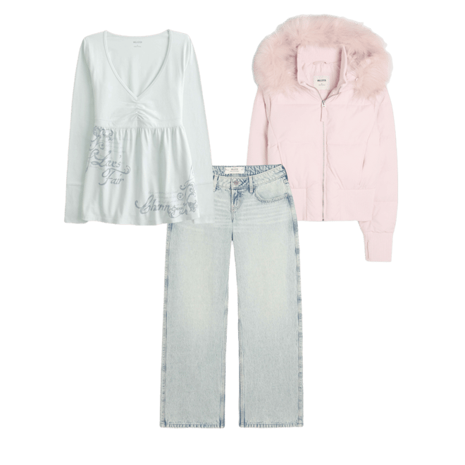 Long-Sleeve Pinch Bust Graphic Babydoll Top