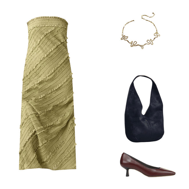 Endless Rose Strapless Textured Column Midi Dress