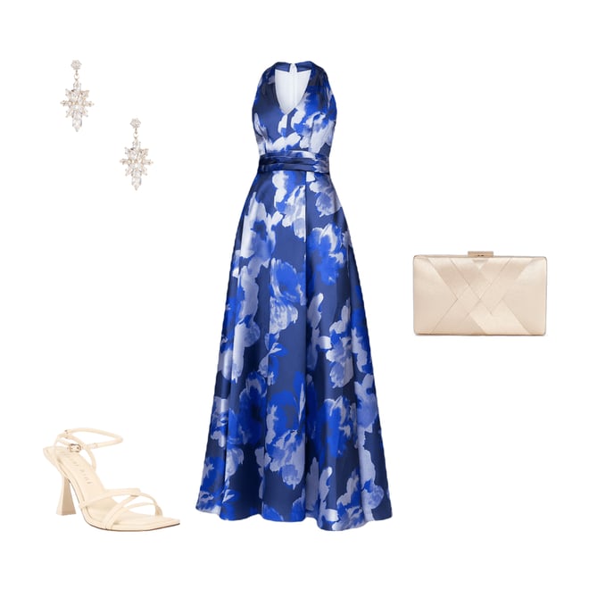 Xscape Jacquard Floral V-Neck Sleeveless A-Line Gown | Dillard's