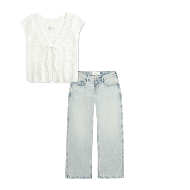 Short-Sleeve Crochet-Style Cardigan