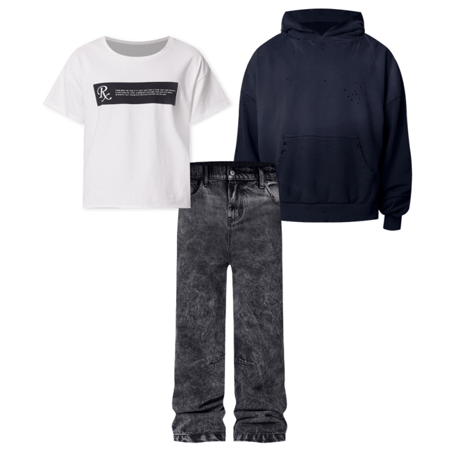 Distressed Wide Neck Tee - Antique White