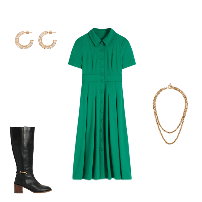 slim fit dress slacks Boden Women's Bridget Ponte Shirt Dress in Green main image 1