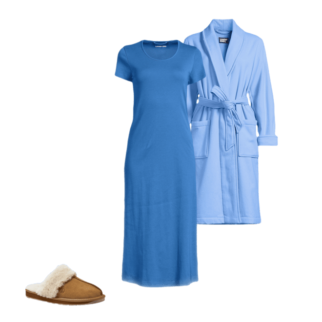 ankle length dressing gown ladies Vintage Navy Blue Dressing Gown Belted Lounge Robe Geometric Pocket Italy main image 1