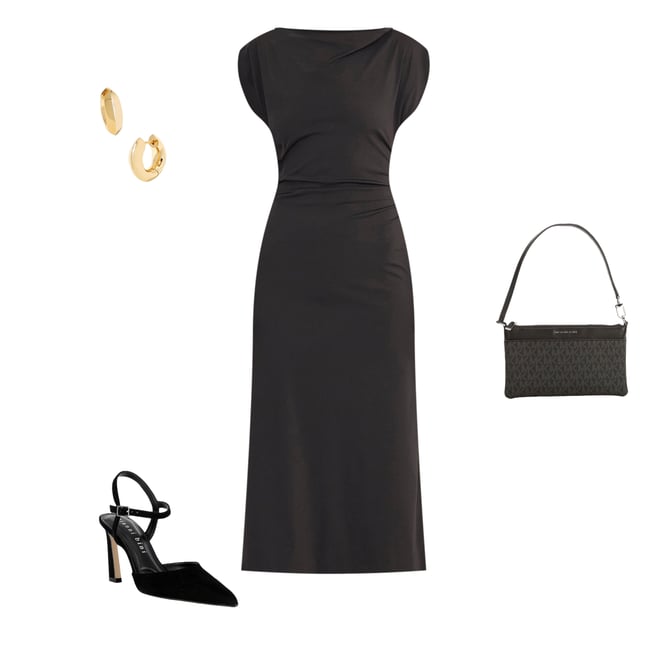 maggy london black dresses Maggy London Black Cold Shoulder Midi Dress