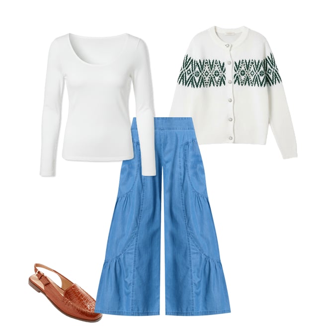 Cato Fashions | Cato Chambray Wavy Wide Leg Pants