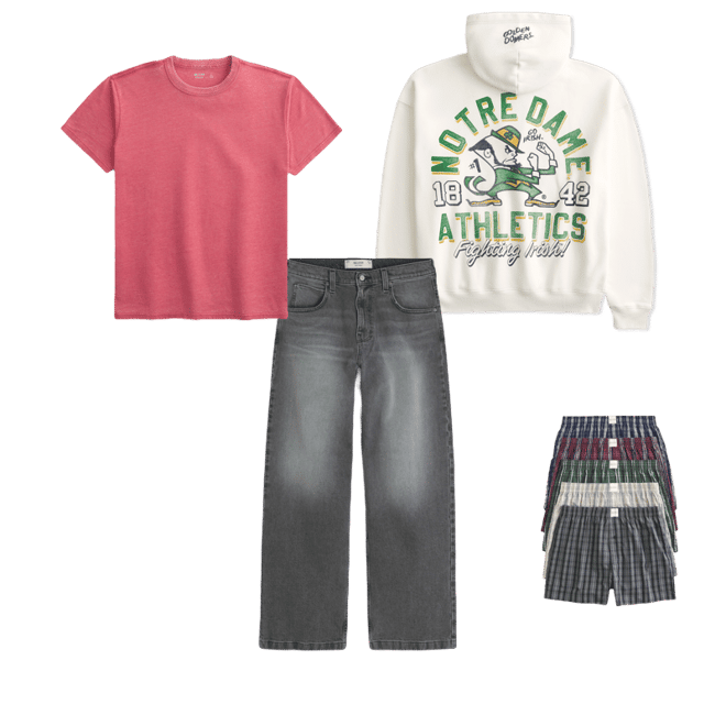 Boxy Zip-Up University of Notre Dame Fighting Irish Graphic Hoodie