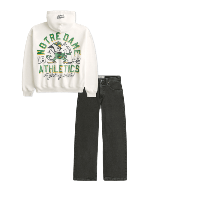 Boxy Zip-Up University of Notre Dame Fighting Irish Graphic Hoodie