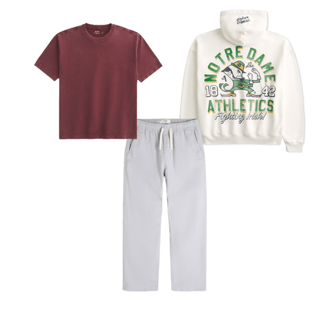 Boxy Zip-Up University of Notre Dame Fighting Irish Graphic Hoodie