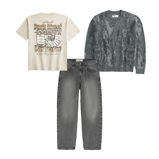 Boxy Pattern Crew Sweater