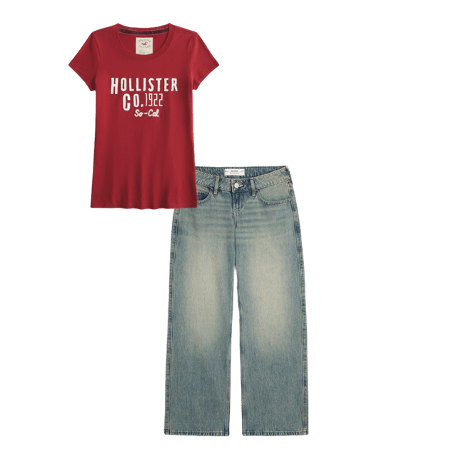 Ultra Low-Rise Medium Wash Baggy Jeans