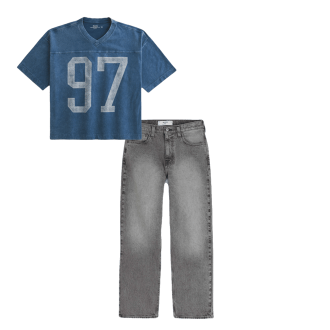 Washed Grey Baggy Jeans