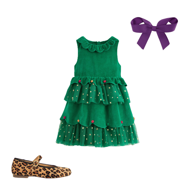 knee length dresses for ladies Christmas Smocked Vintage Tree Dress 4 Years main image 1