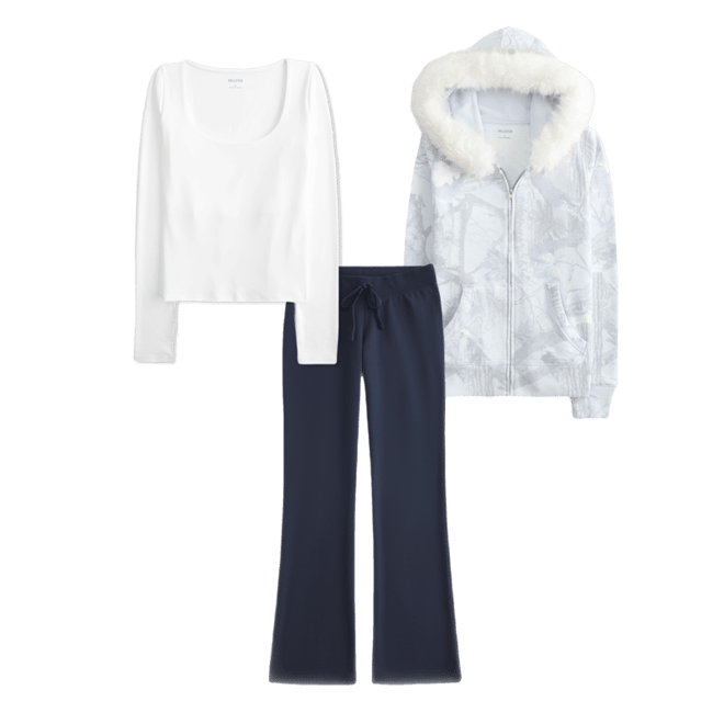 Faux Fur Trim Zip-Up Camo Hoodie