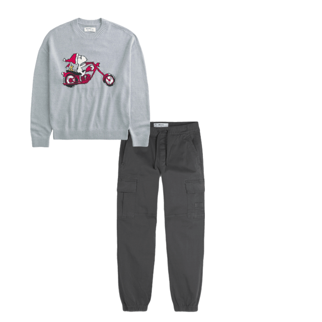 Boxy Snoopy Graphic Crew Sweater